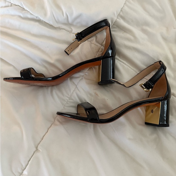 Tory Burch Shoes - Tory Burch Black Patent Ankle-Strap Block Heels